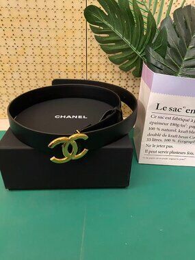 Chanel gold leather belt